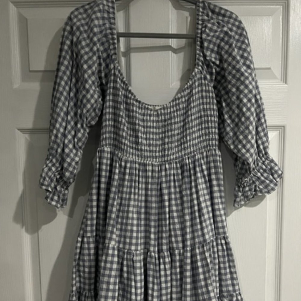 Blue Checkered Mini Dress